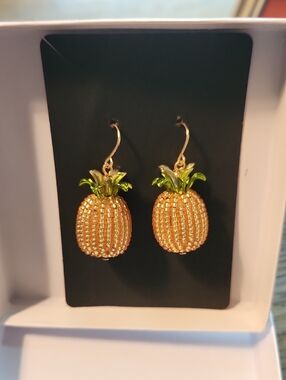 KATE SPADE NY PINEAPPLE DROP DANGLE  EARRINGS 1 3/4 IN DROP
